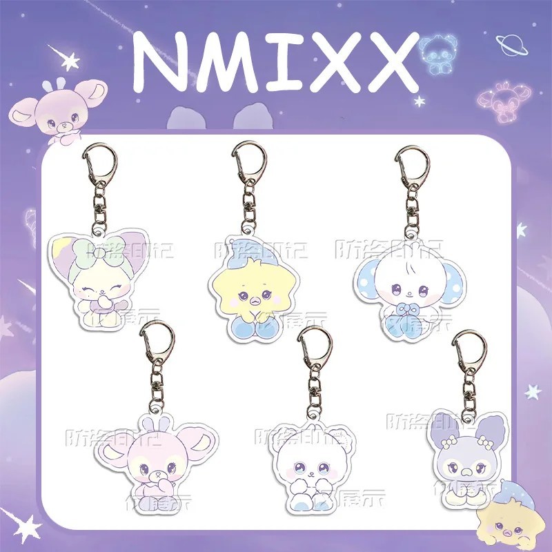 Móc khóa NMIXX MIXXFFY mica acrylic cartoon Lily Haewon Sullyoon Bae Jiwoo Kyujin phụ kiện balo quà 