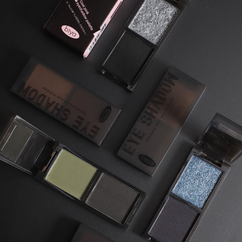 bảng mắt bảng phấn mắt phấn mắt Trang điểm Biya Biya Cool Powder Ink Bảng phấn mắt hai màu Pearlesce