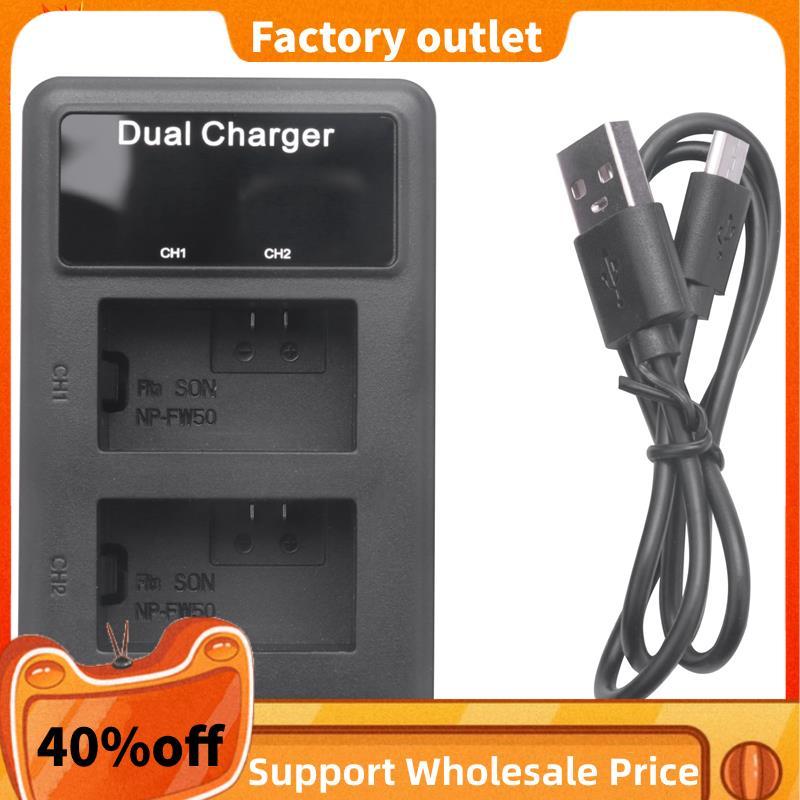 Bộ sạc pin Usb kép Lcd Fw50 Np Fw50 Np-Fw50 Npfw50 Pin Nex-3 Nex-5 Nex-6 -A55 A33 A55 A37 A3000 A500