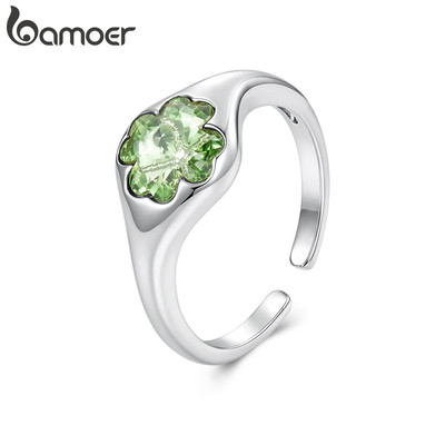 Nhẫn Điều Chỉnh Kích Thước Zircon Xanh Cỏ Ba Lá - Trang Sức Thời Trang Cho Nữ