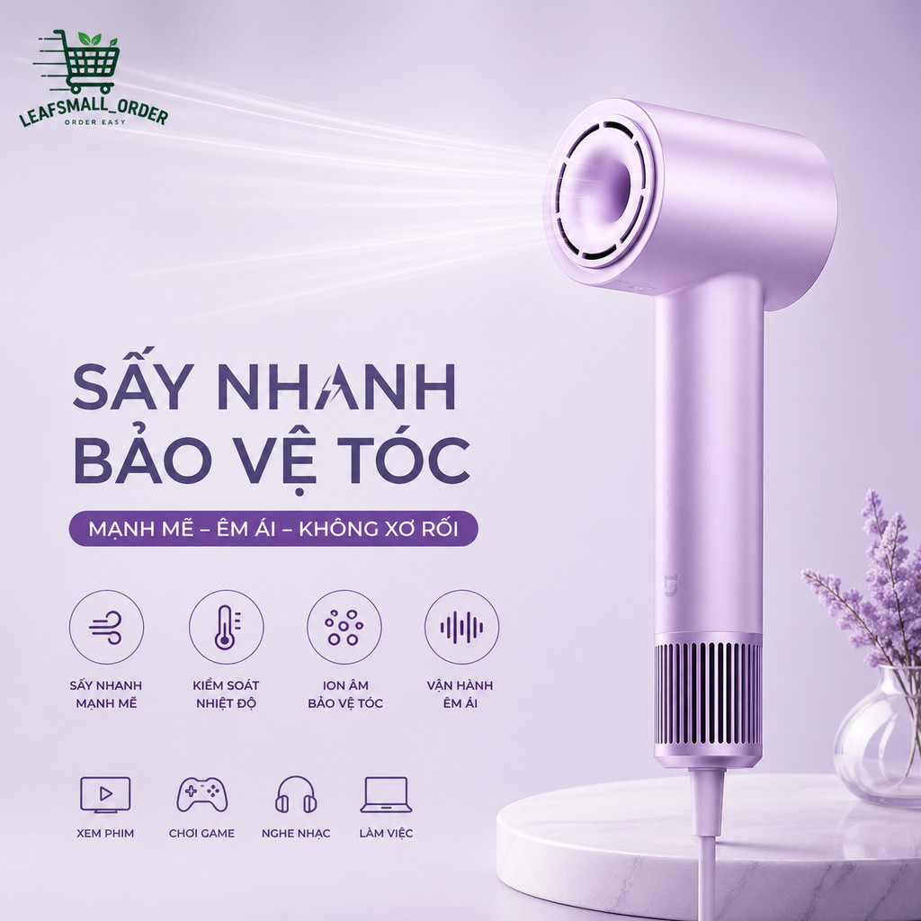 Máy sấy tóc ion âm Mijia H501 200 triệu ion âm làm mềm tóc Chống hấp thụ lông Khô nhanh .