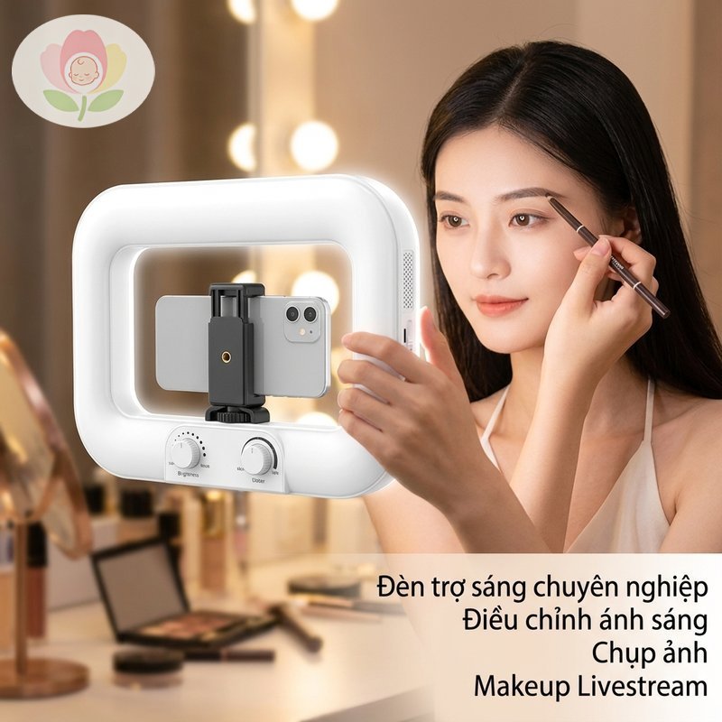Đèn vòng di động YM200 Đèn LED lấp đầy có thể điều chỉnh Độ sáng phát trực tiếp Kẹp điện thoại trang