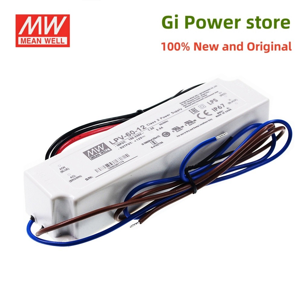 LPV-60 60W MEAN WELL Bộ nguồn chống nước đầu ra đơn LPV-60-5 LPV-60-12 LPV-60-15 LPV-60-24 LPV-60-36