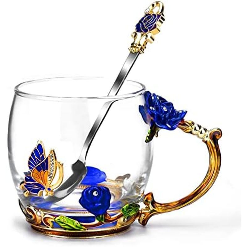 OEAGO Gifts for Mom Women Mothers Day Valentines Day Gifts Glass Coffee Enamels Mug Best Birthday Va