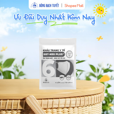Khẩu trang Bông Bạch Tuyết N95 Plus 4 lớp bảo vệ tối ưu (10 cái/gói)