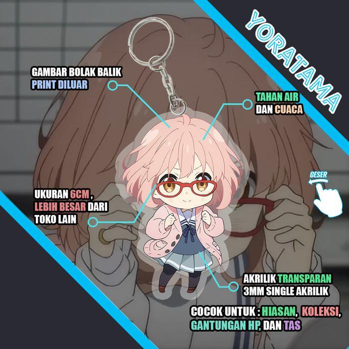 Gantungan Kunci Mirai Kuriyama Kyoukai No Kanata, Keychain Anime Lucu