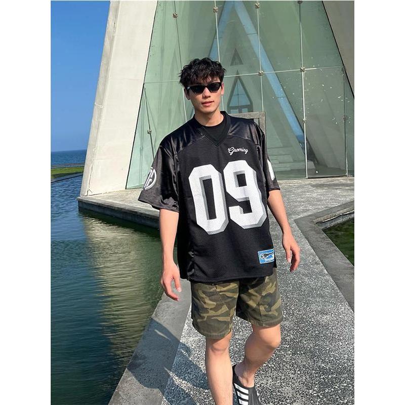 Mỹ Retro Số Jersey Jersey Jersey Phong Cách Jersey Rời Áo Thun Tay Ngắn Nam Nữ Cặp Đôi Thể Thao Thườ