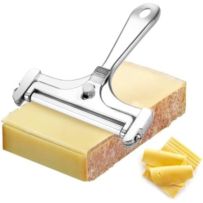 Cheese Slicer with Stainless Steel Wire - Adjustable Hand Held Cheese Cutter- Premium Cheese Shaver 