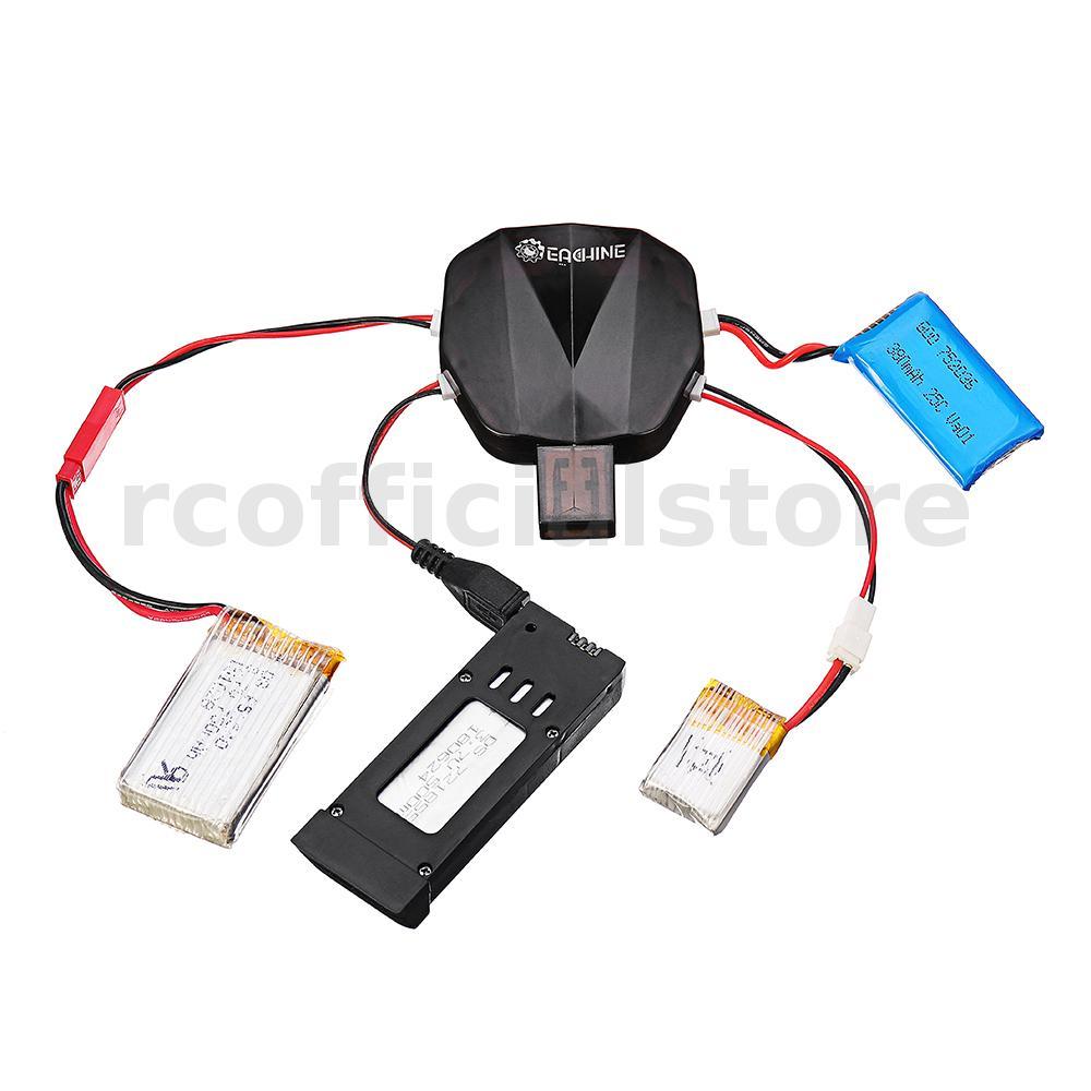 EACHINE Bộ sạc pin Lipo 4 trong 1 1S 3.7V Echine với 12 cáp sạc JST MX2.0 XH2.54 USB cho E58 E010