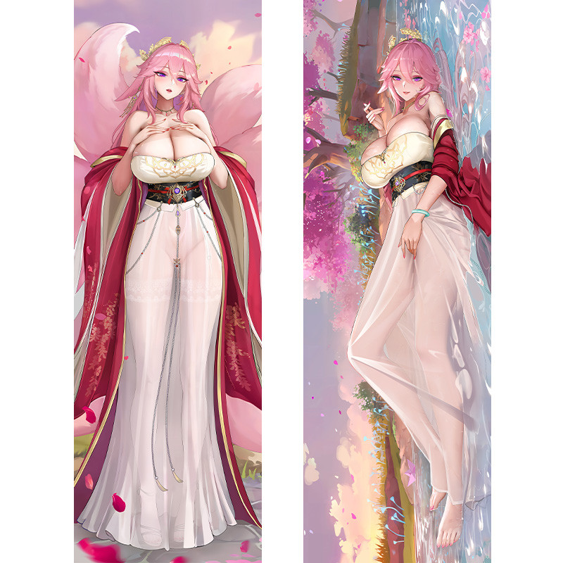 Anime Genshin Tác Động Yae Miko Dakimakura Gối Mềm Sofa Chăn Ga Gối Vỏ Gối Hing Body Waifu