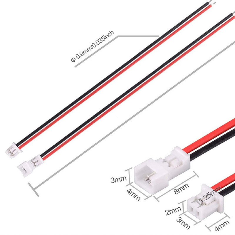 10 Cặp Jst1.25 mm Nam Nữ JST 1.25 2 / 3 / 4 / 5 / 6P Micro Plug Connector với dây đồng đóng hộp UL10