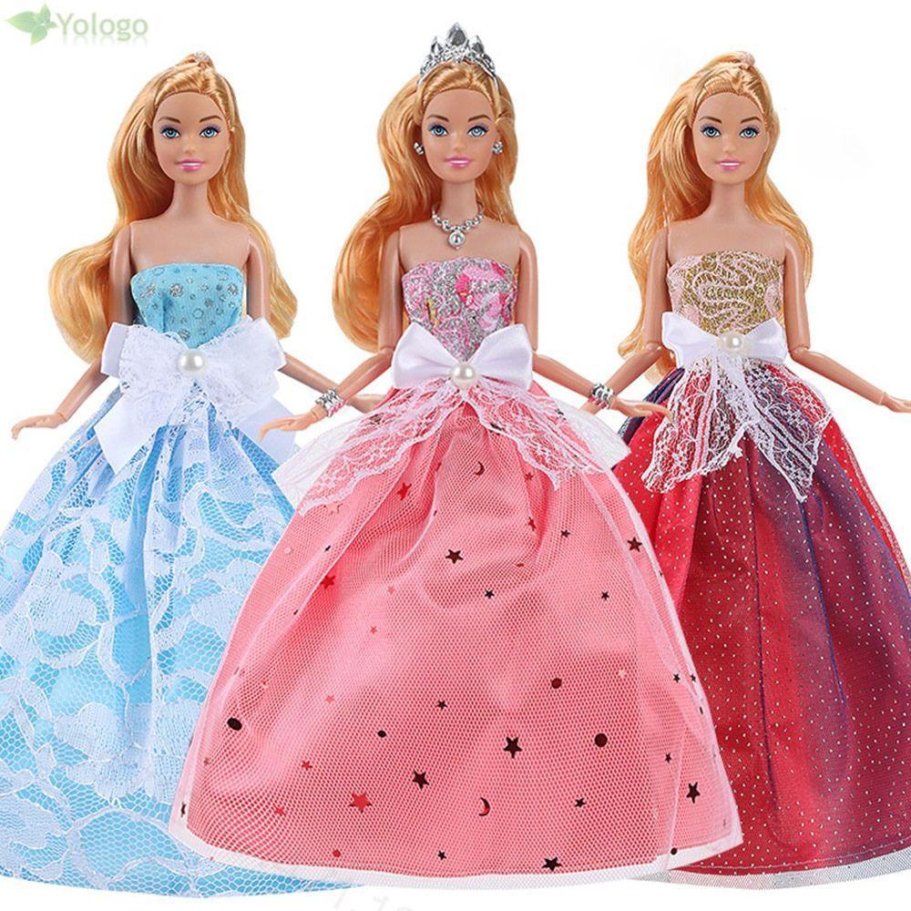 Váy cưới búp bê YOLOGO, Quần áo trang phục bé gái mới nhất, Phụ kiện búp bê 30cm thủ công thời trang
