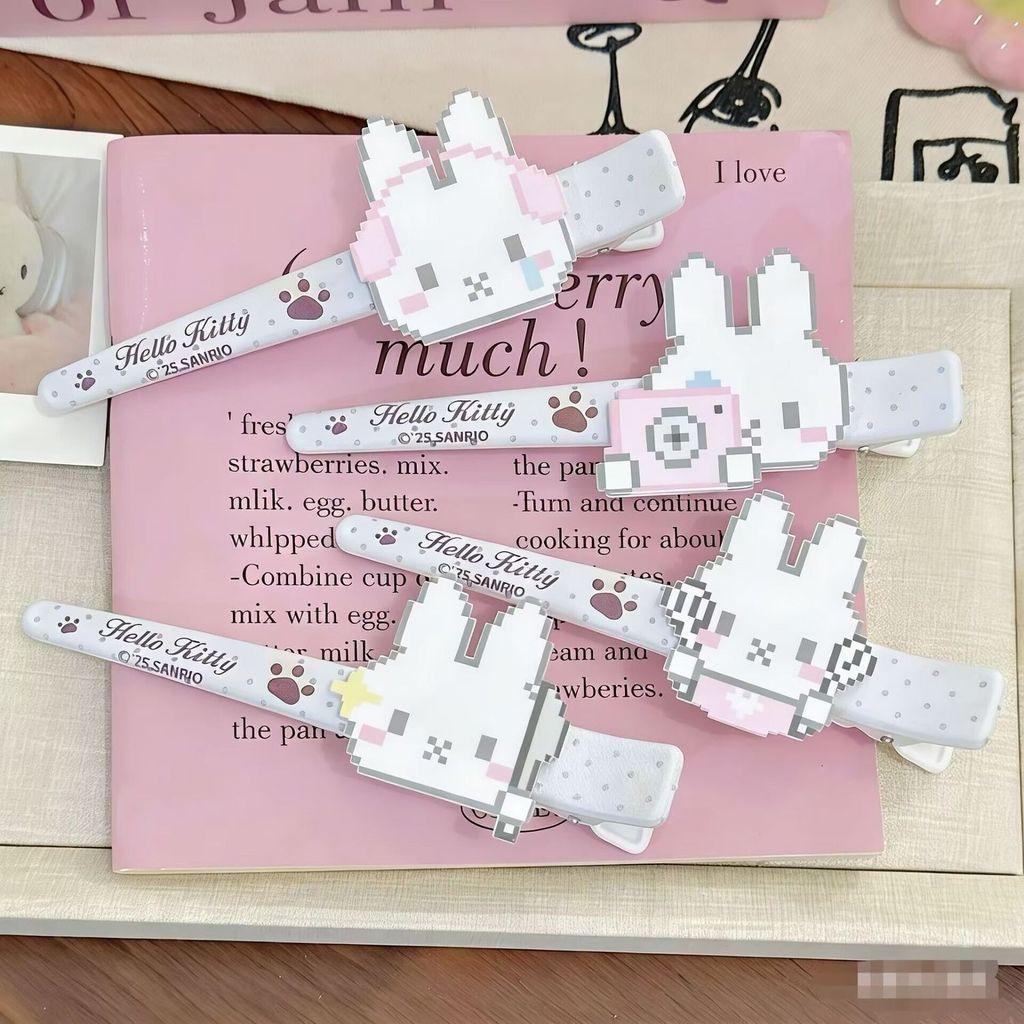 JUADD New pixel-style cute bunny hair clip, sweet large-sized clip for stray hair and bangs, cartoon