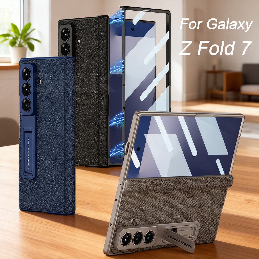 LUSHUO Bản Lề Bao Gồm Tất Cả Cho Galaxy Z Fold 7 Vải Màn Hình Kính Bảo Vệ Cho Galaxy Z Fold7 Case