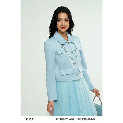 Vest tafta xanh ốp nắp túi thiết kế Elise FF2407147TUWOBL