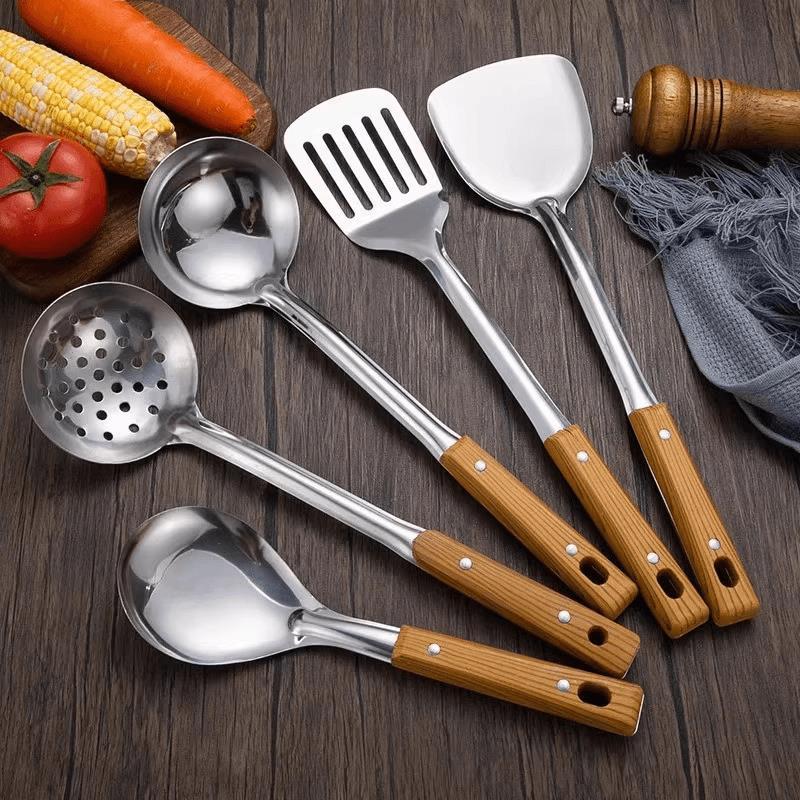 Thìa thép không gỉ dày Khuấy-Frying Iron Thìa Loose Kitchen Chống bỏng Khuấy-Frying Spoon Co