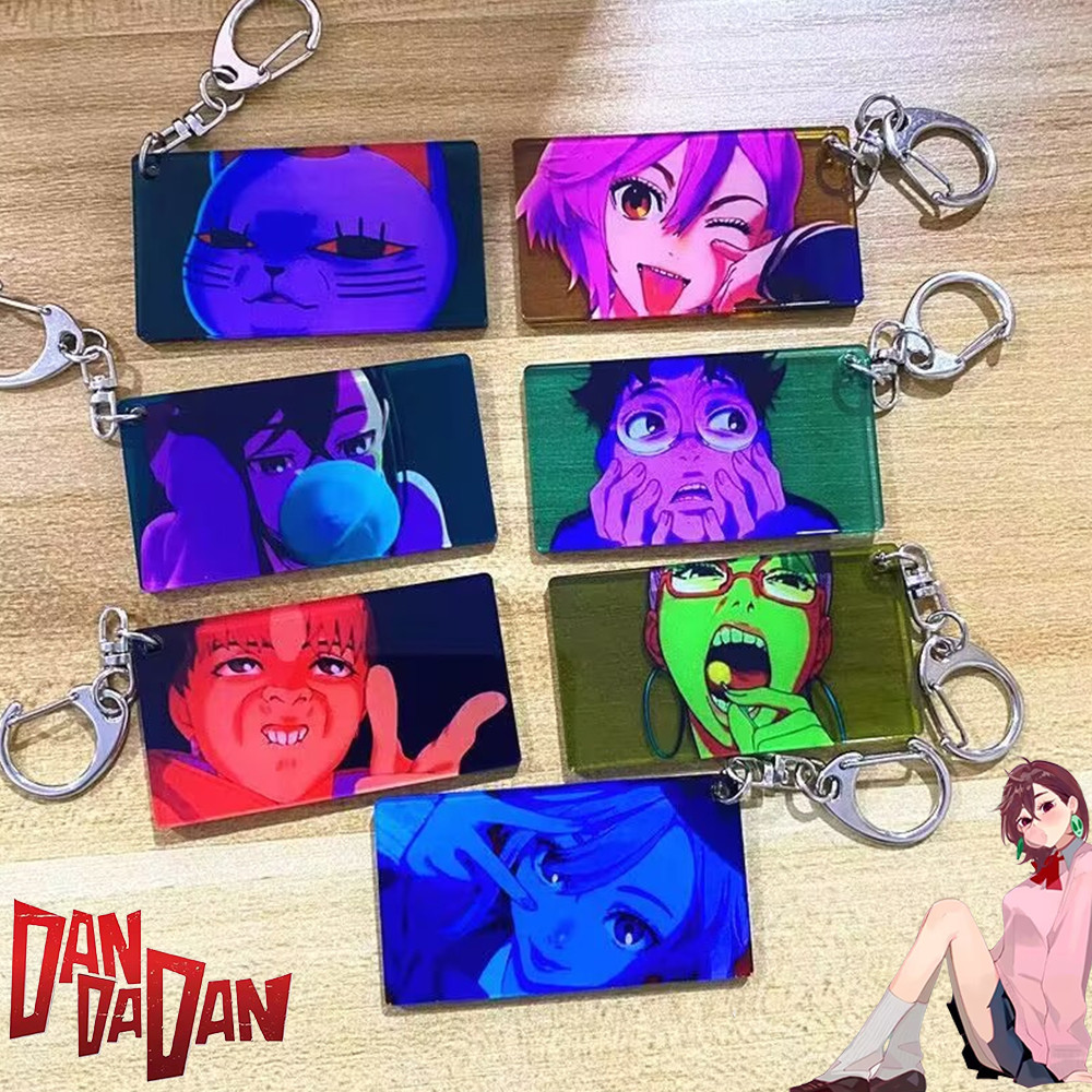 Anime Dandadan Momo Ayase Jiji Okarun Cosplay Keychain Acrylic Keyring Key Chain Cartoon Figure Pend