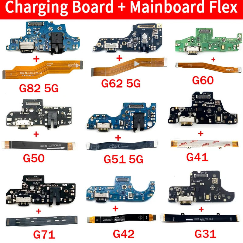 MỚI Cổng Sạc USB Ban Chính Bo Mạch Chủ Kết Nối Cáp Mềm Cho Moto G31 G41 G42 G50 G51 G62 5G G60 G71 G