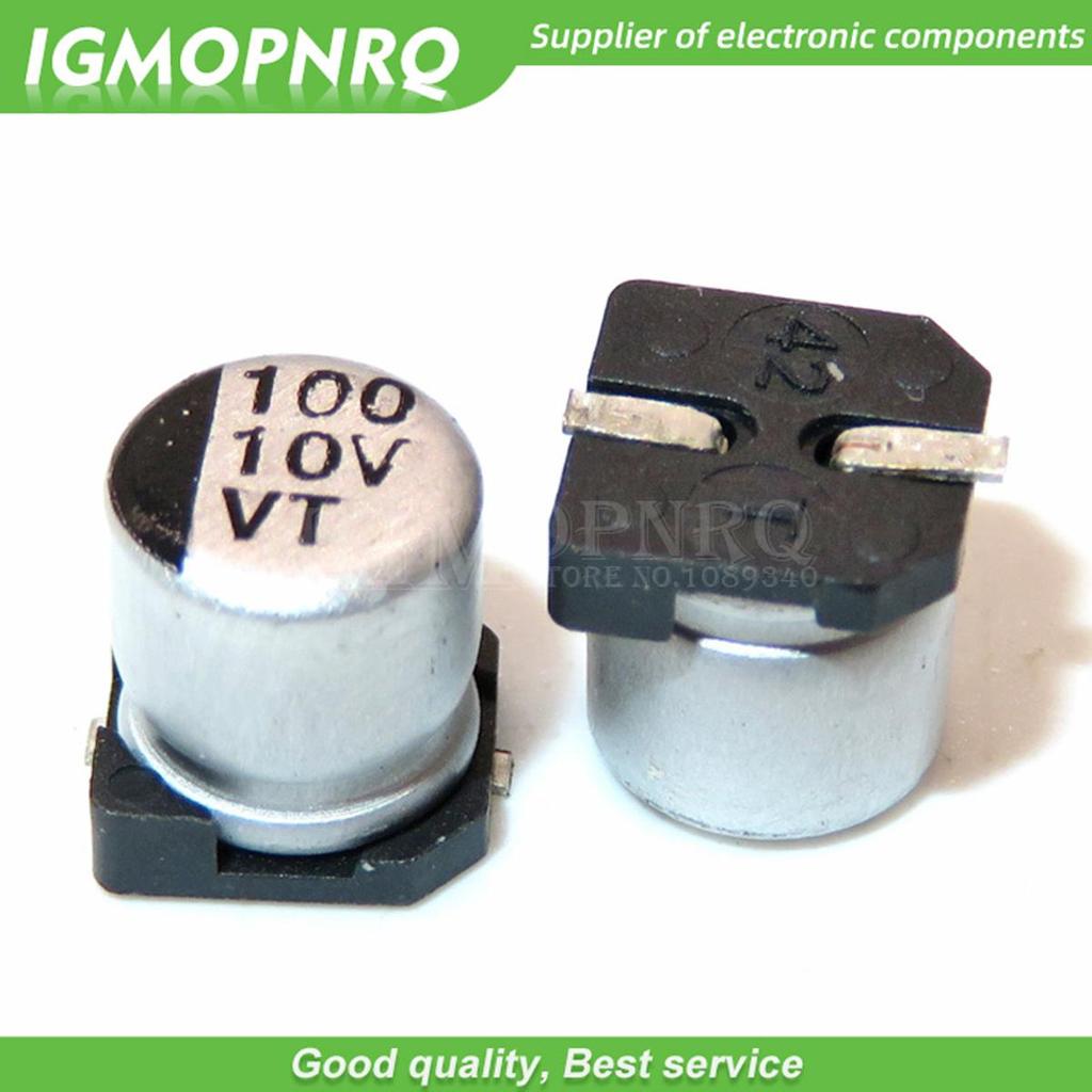 10 chiếc 10v100uf 6.3 * 5.4mm SMD tụ điện điện phân nhôm 100uf 10v 10v100uf -SMD