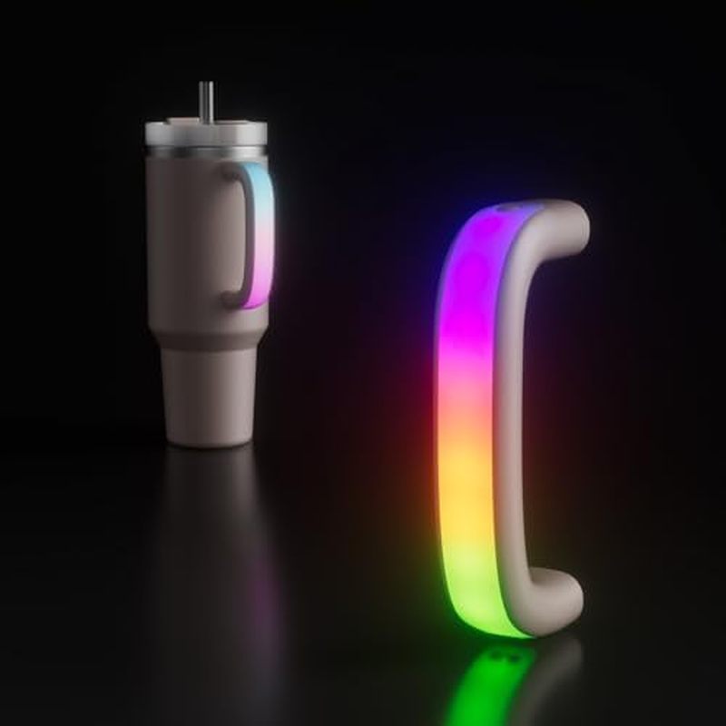 Tay cầm cốc có đèn LED 6 màu cho Stanley 40oz / 30oz, Tay cầm chai nước thoải mái cho Stanley Tumble