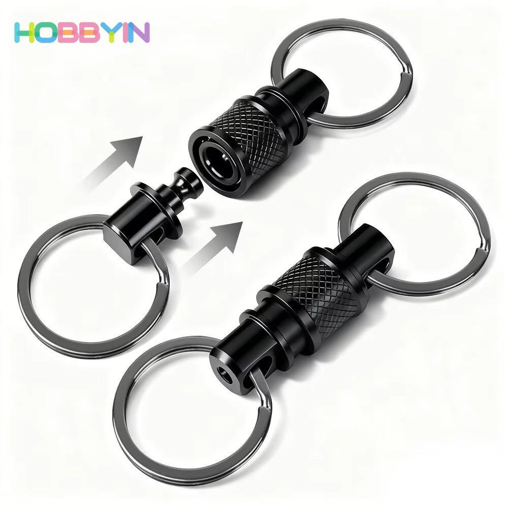 Móc khóa tháo nhanh HOBBYIN, hợp kim nhôm 360° Móc khóa xoay có thể tháo rời, Phím đôi Mini nhỏ gọn 