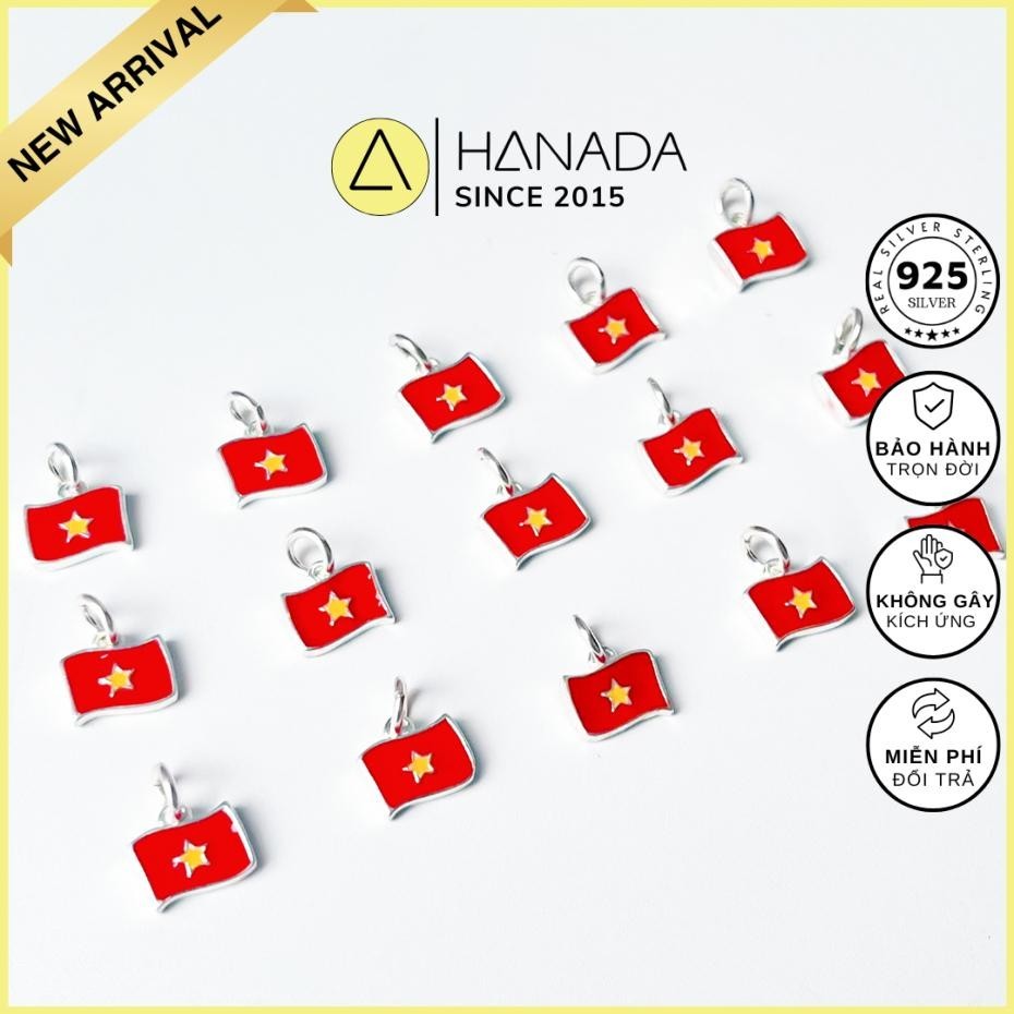 [BẢO HÀNH BẠC-LIFETIME 925] 925 BẠC HANADA Charm Quốc kỳ Việt Nam 1877 G15