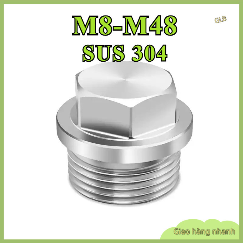 【INOX 304】Nút Bít Lục Giác Ngoài Có Mặt Bích (Flange Head Plug) | Bịt Kín Đầu Ống, Lỗ Ren Áp Lực Cao