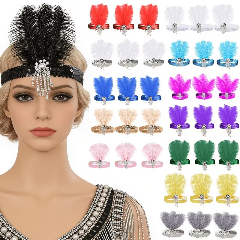 Những năm 1920 GATSBY Prom Bông Tai Ngọc Trai Vòng Cổ Mũ Đội Đầu Bộ GATSBY Tiệc Cưới Retro 1920 GATS