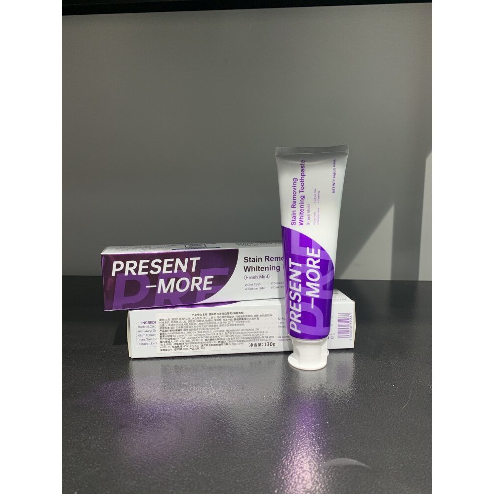 kem đánh răng Ba miếng 35 Yuan Present-More Present-More Stain Brightest Kem đánh răng 130g Mint Fre