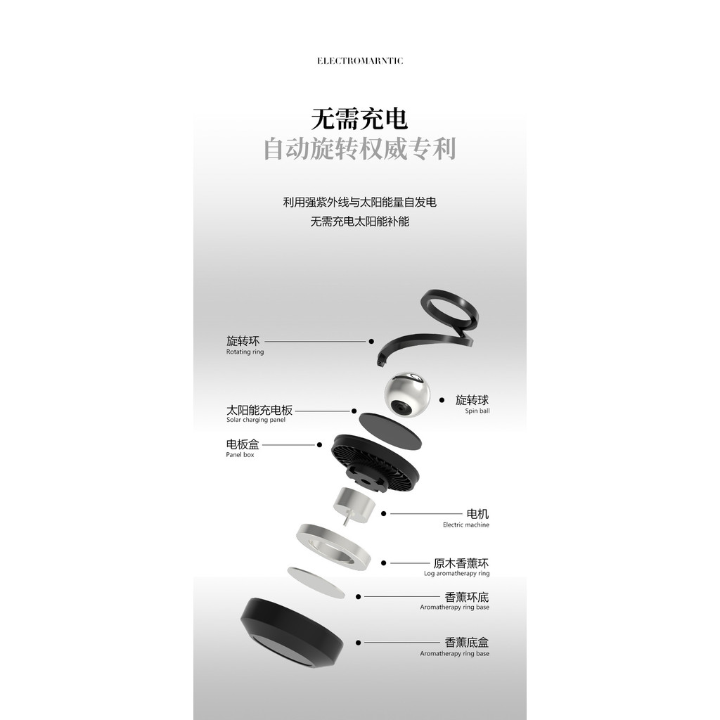 【Ready Stock】 Solar Rotating Car Perfume Double Ring Suspension Automobile Aromatherapy Decoration Creative Ornament Aromatherapy Decoration lNY2 | BigBuy360 - bigbuy360.vn