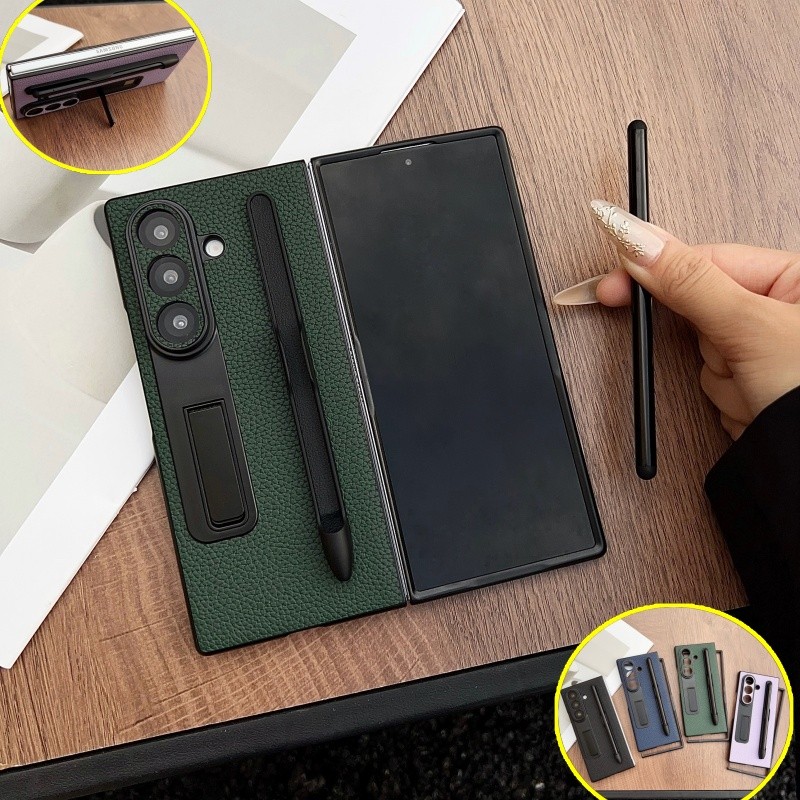 Ốp Điện Thoại Họa Tiết Vải Lánh Sang Trọng Z Fold7 Cho Samsung Galaxy Z Fold 7 6 5 4 Zfold6 Da Pu Vô