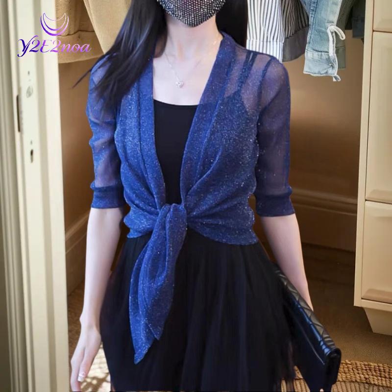 Y2E2noa Cưới Jaet Quấn Dài Nửa Tay Bolero Shrug Cho Nữ Cardigan Bolero Jaet Mũi Cho Đảng Đầm Top Áo 