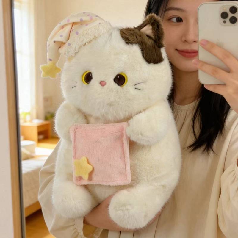 Cute Super Cute Cat Plush Doll Doll Ragdoll Black Cat Three Flowers Cat Gift New frT9