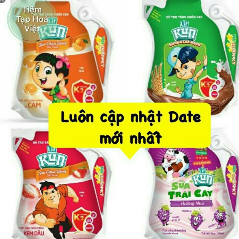 Sữa Kun, susu đủ vị túi 110ml