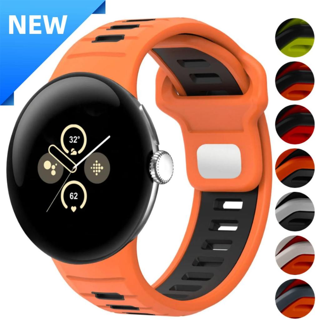 Dây đeo silicon thể thao cho Google Pixel Watch 4 45mm Watch 3 45mm Dây đeo đồng hồ hai tông màu cho