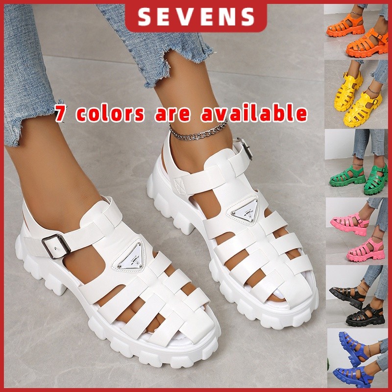 DE9 35-43 plus size sandal perempuan Retro Chống Nước Nền Tảng La Mã Dép Nữ