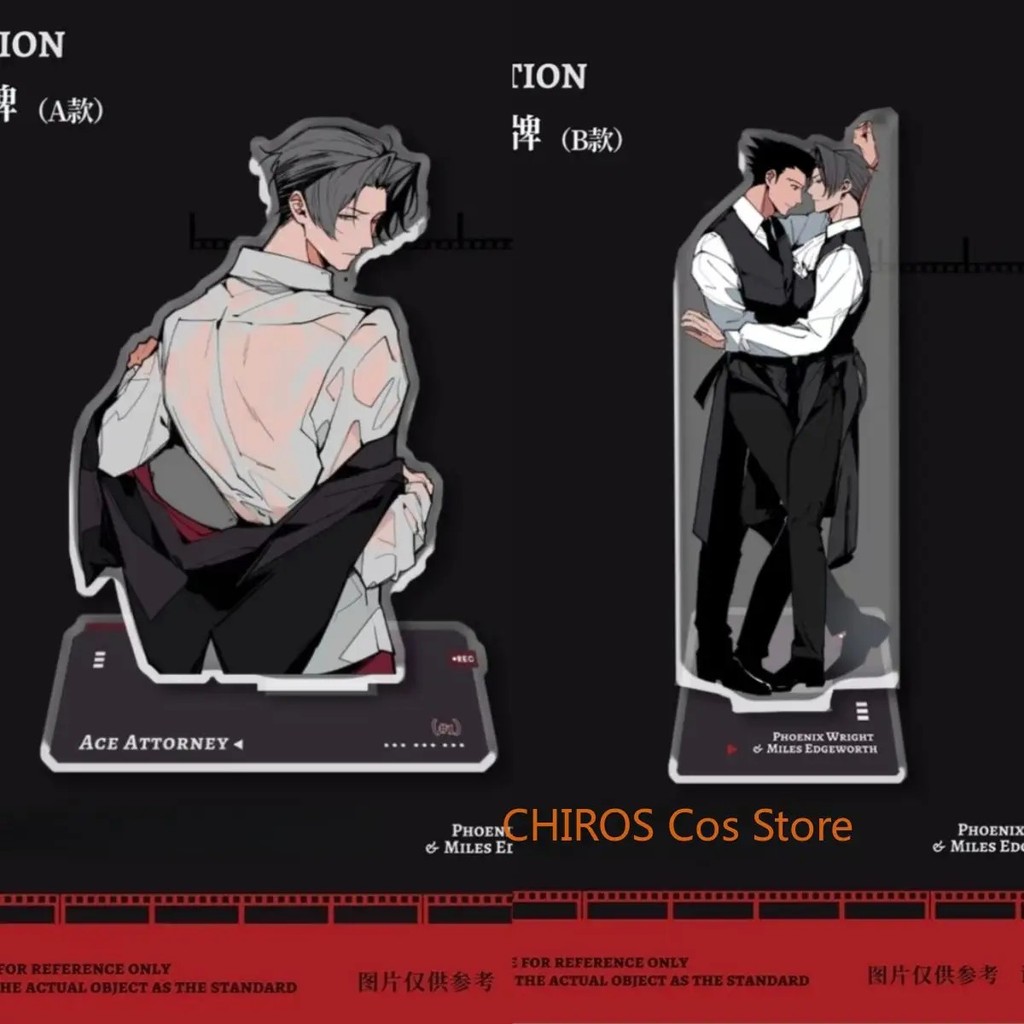 Standee Ace Attorney mô hình mica Phoenix Wright Miles Edgeworth cao 10cm trang trí bàn học quà tặng