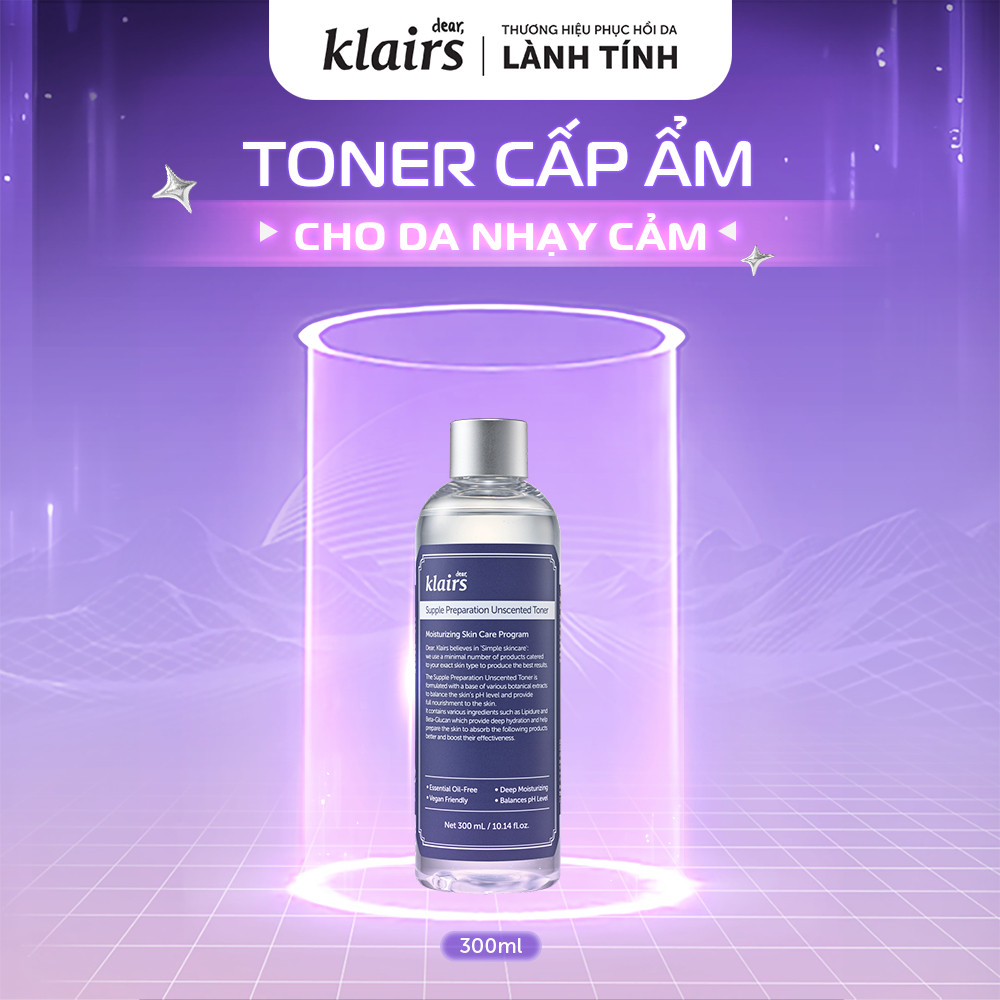 Nước hoa hồng Dear, Klairs Supple Preparation Unscented Toner hỗ trợ cấp ẩm 300ml [FS] | BigBuy360 - bigbuy360.vn
