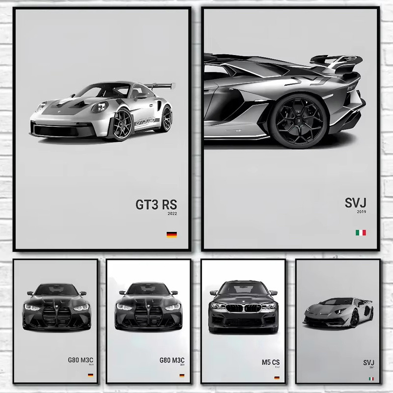 Thiết Kế Xe SVJ GT3RS G80M3C GT3 RS Canvas Treo Tường Nghệ Thuật In Poster Cà Phê Trang Trí Nhà