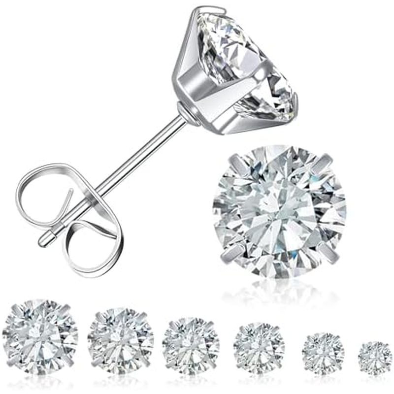 6 Pairs Stud Earrings for Women, 14K Gold Plated Hypoallergenic 316L Surgical Stainless Steel Earrin