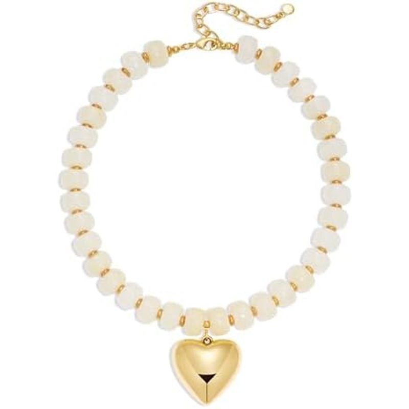 LILIE&WHITE Mothers Day Gifts for Mom Daughter Resin Chunky Beaded Necklace for Women Minimalistic M