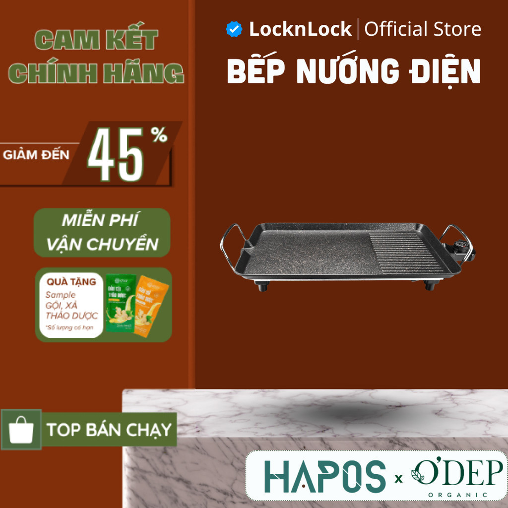 Bếp nướng điện electric grill - màu đen Chính hãng LocknLock EJG212BLK - HAPOS LOF