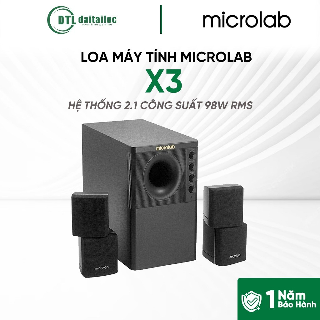 LOA MÁY TÍNH MICROLAB X3 HỆ THỐNG 2.1 CÔNG SUẤT KHỦNG 98W RMS | CHÍNH HÃNG | BẢO HÀNH 12 THÁNG