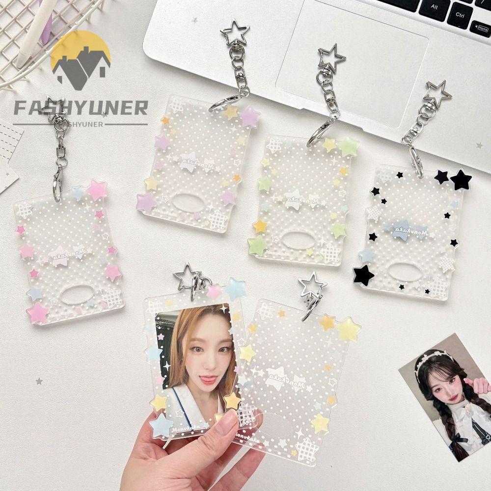 FASHYUNER Idol Photo Holder, Shining Stars Acrylic Kpop Photo Card Holder Móc khóa, Kawaii Di Động 3