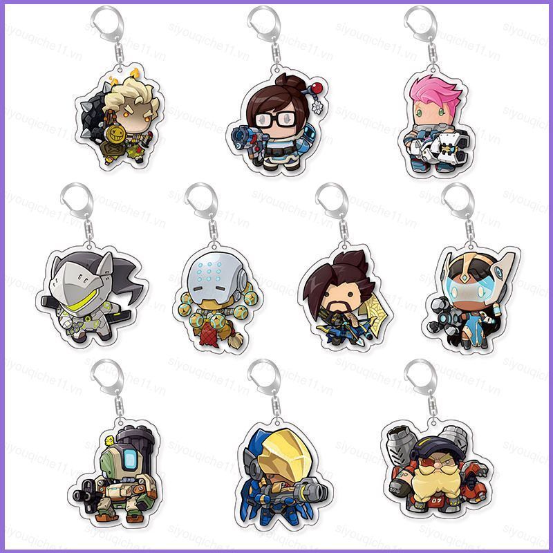 SQ11 Overwatch Shimada Genji Hanzo DVA Tracer Cole Cassidy acylic Móc khóa túi móc khóa mặt dây chuy