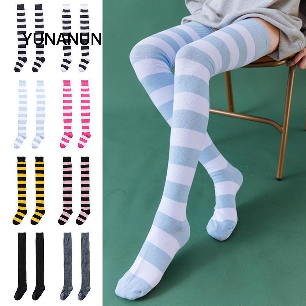 Tất Trên Đầu Gối Yunanun, Made from Cotton Knit Stripe Stockings with Sweat-Absorbing & Odor-Resista