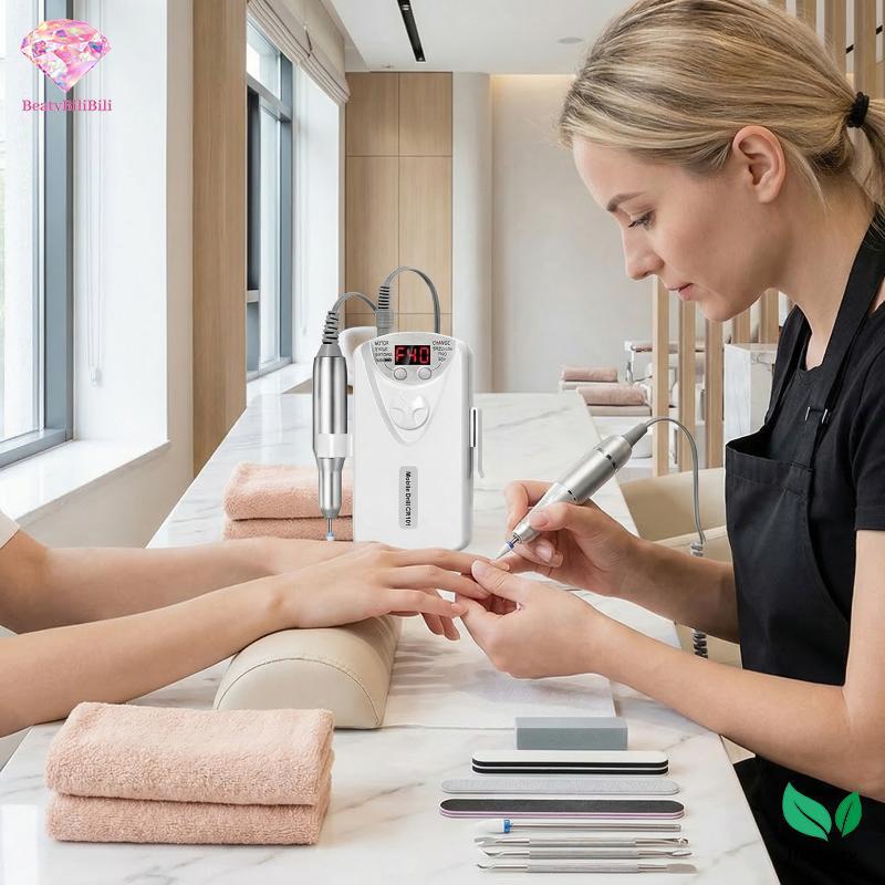 Heabety Mobile 40000RPM Máy Khoan Móng Tay Điện Sạc Ba Lan Bộ Cho Salon Và Gia Đình Làm Móng Tay Món