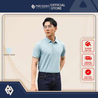 Áo thun nam có cổ cộc tay cao cấp Phan Nguyễn thoáng mát, hạn chế nhăn nhàu, thiết kế đơn giản, lịch lãm APC.203