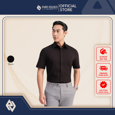 Áo sơ mi nam ngắn tay Phan Nguyễn, chất liệu cao cấp, thoáng mát, mềm mại, form slim fit SMC.565