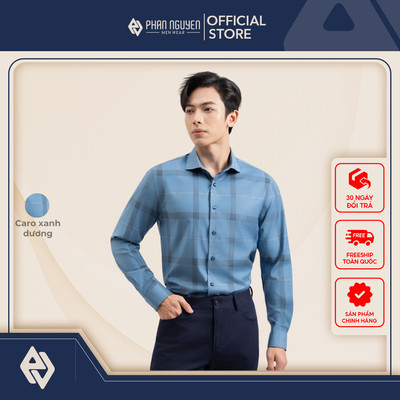 Áo sơ mi dài tay nam Phan Nguyễn, chất liêu cao cấp, mềm mát, thoáng khí, form slim fit SMD.1394
